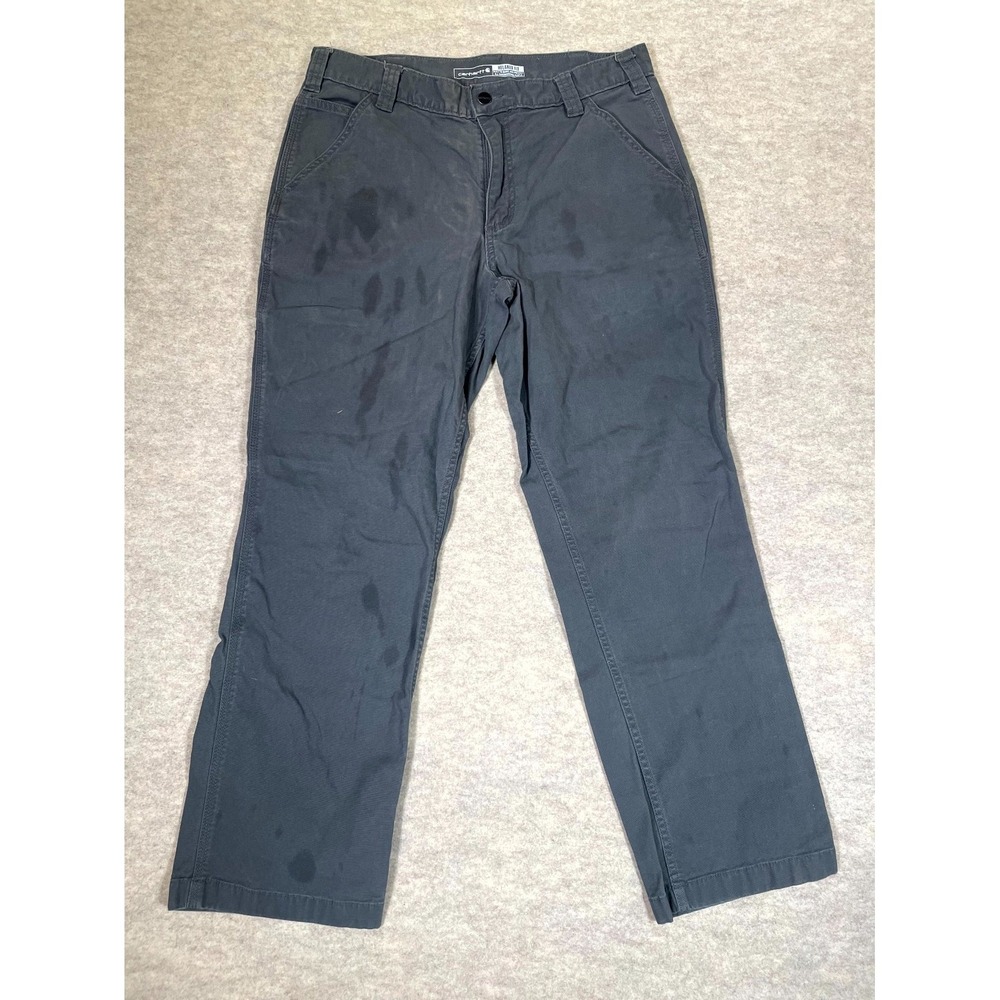 Carhartt Rugged Flex Relaxed Fit Work Pants Men 34x30 Gray Mid Rise Straight Leg